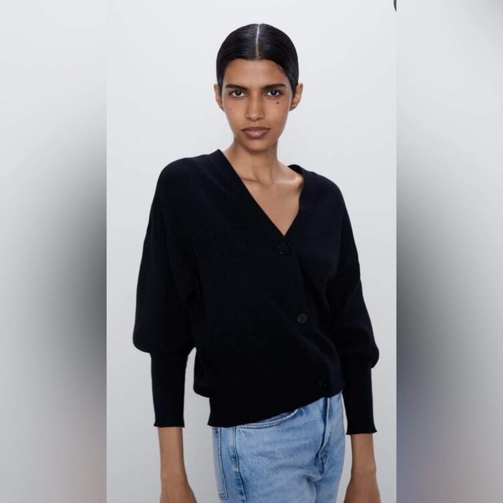 Zara Black Ribbed Cardigan
